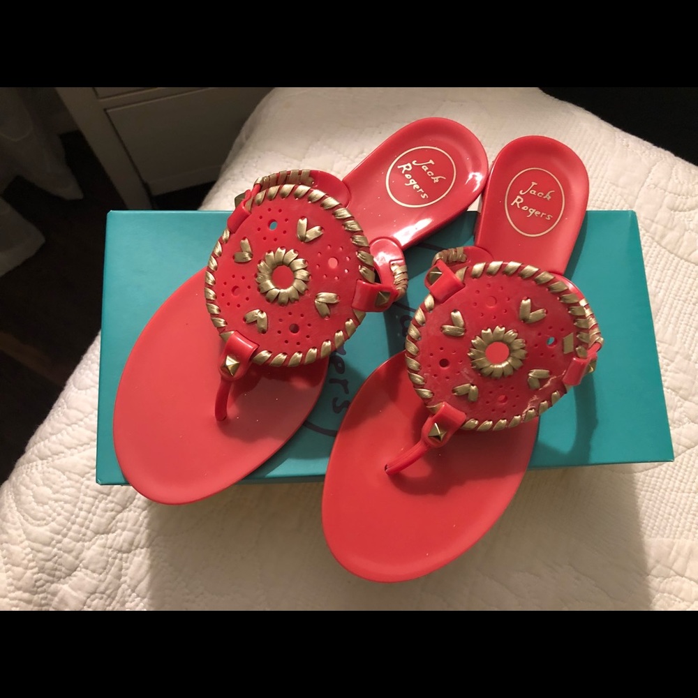 Jack Rogers Georgia Jelly - Pink/Gold Size 8